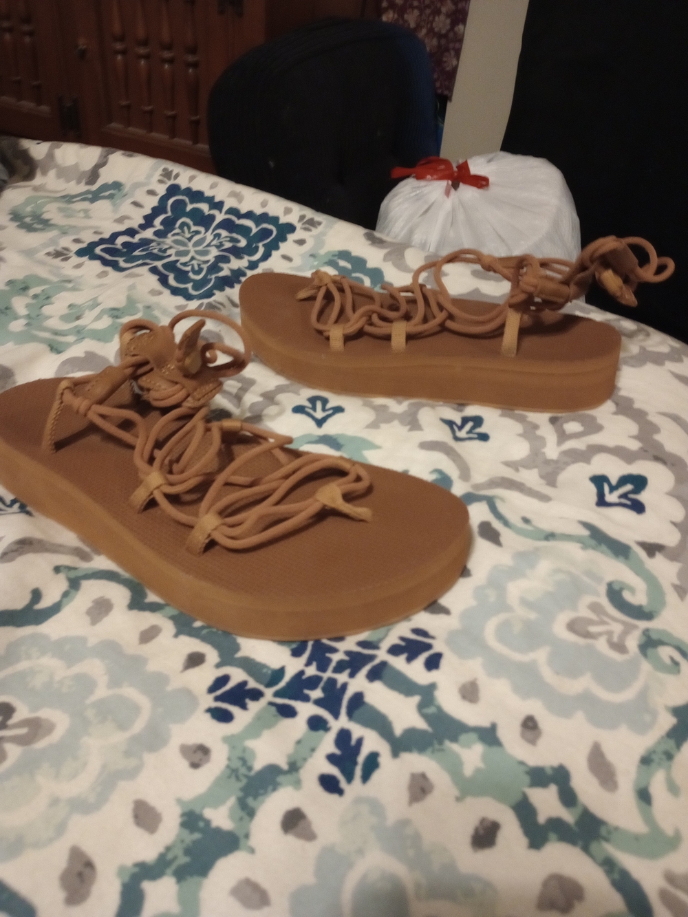 Teva Women’s Tan Lace-Up Platform Sandals